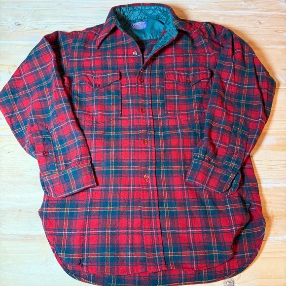 Pendleton Vintage Red and Green Plaid shirt Jacket 14 1/2